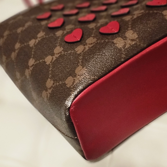 Karl Lagerfeld Red Heart Brown Tote - Picture 5 of 6